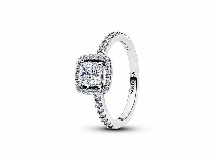 Sterling silver ring with clear cubic zirconia