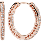PANDORA Rose Hearts Of Pandora Earring Hoops w CZ