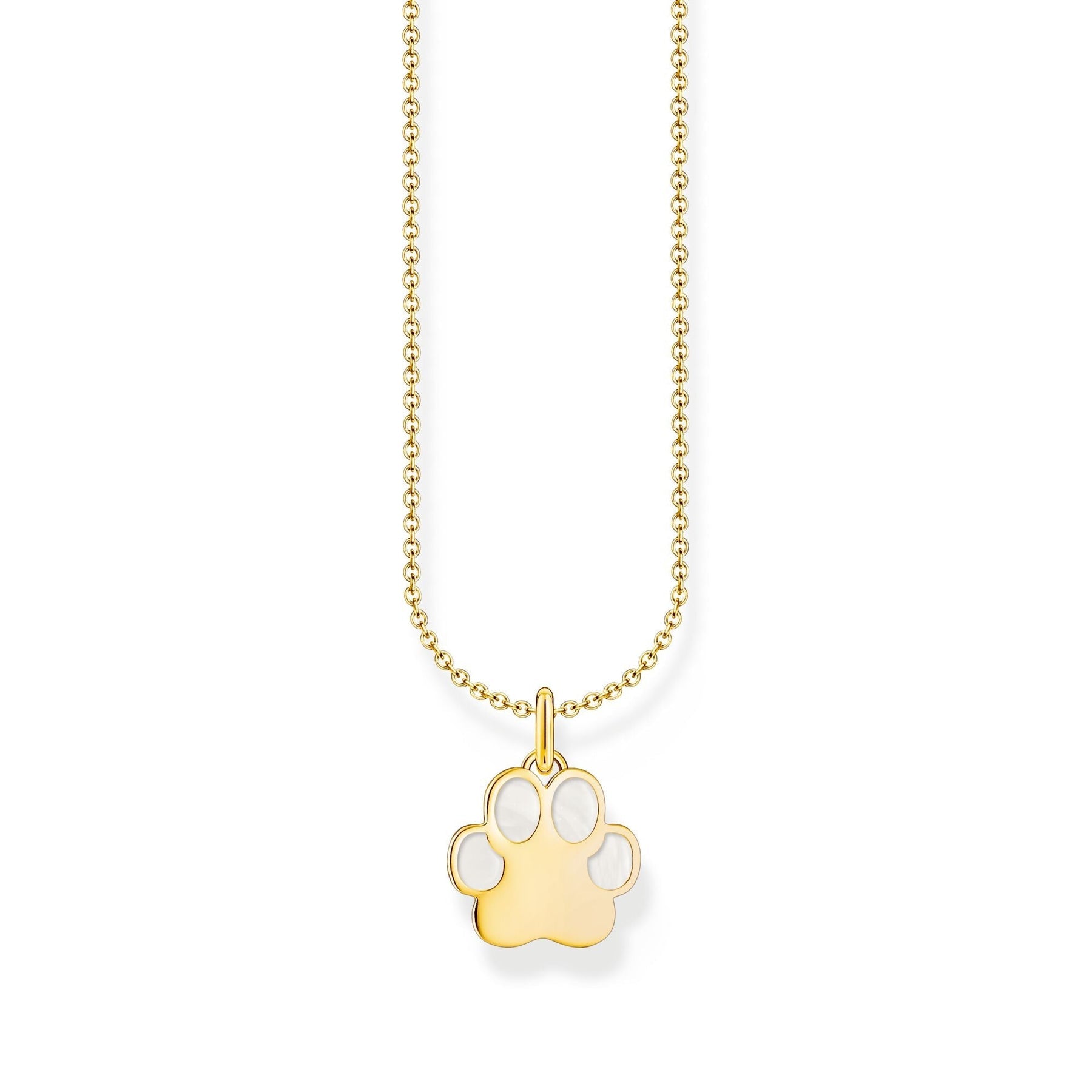 Thomas Sabo Necklace With Paw Pendant And Cold Enamel - Gold