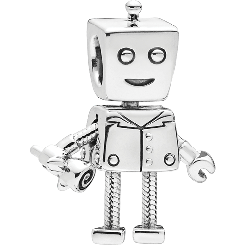Boy robot silver charm