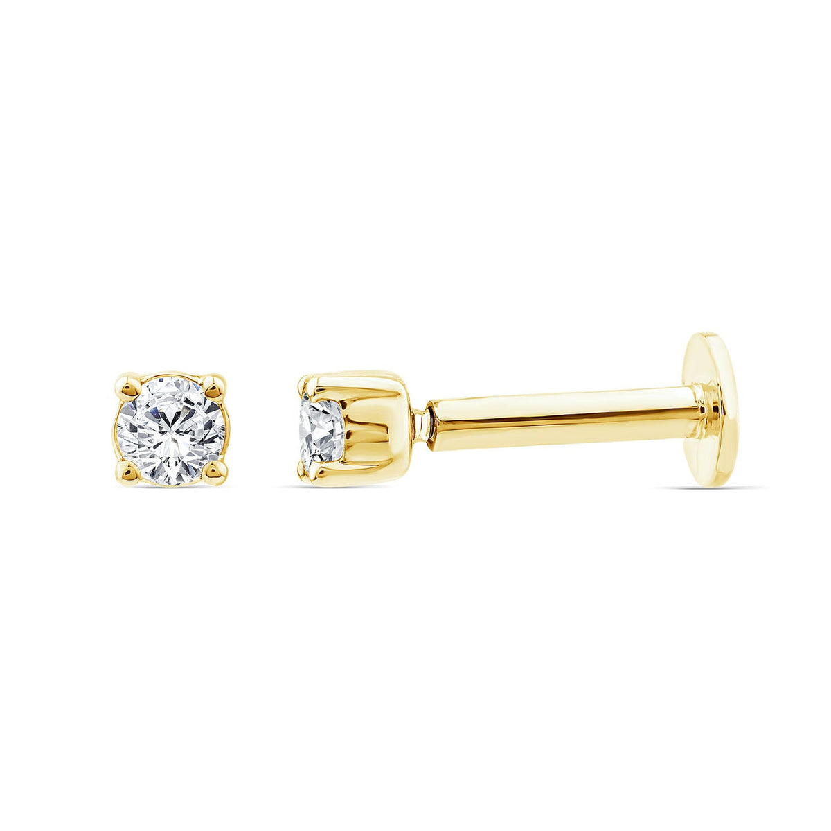0.05ct Lab Grown Diamond Flat Back Earring in 9K Yellow Gold