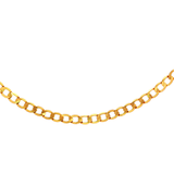 Diamond Cut Round Edge Open Curb Necklace in Yellow Gold