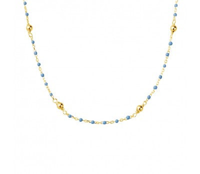 Light Blue Enamel Gold Plated Necklace