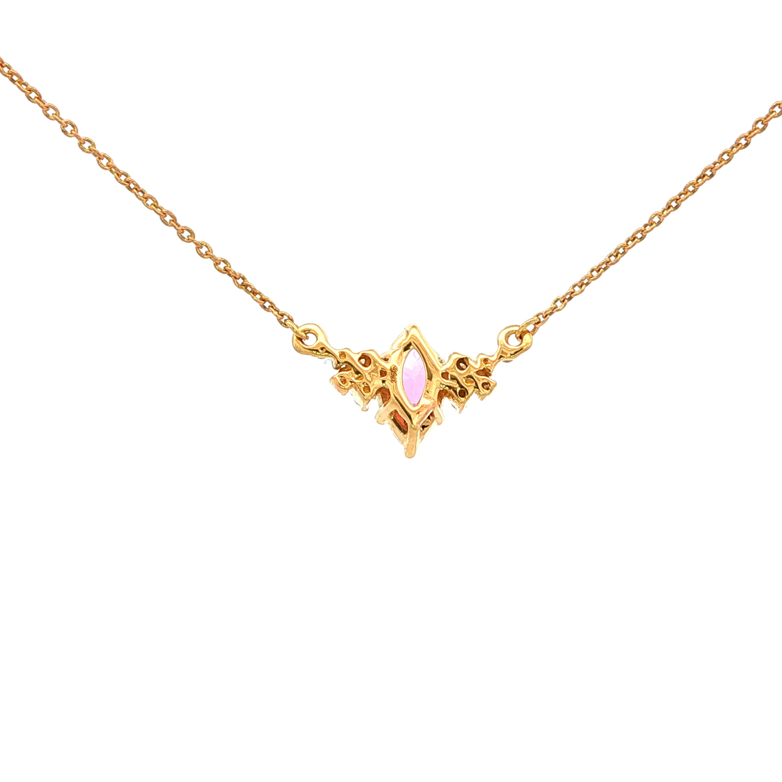 Marquise Pink Sapphire Necklace in Yellow Gold