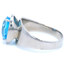 Large Blue Topaz Dress Ring in White Gold