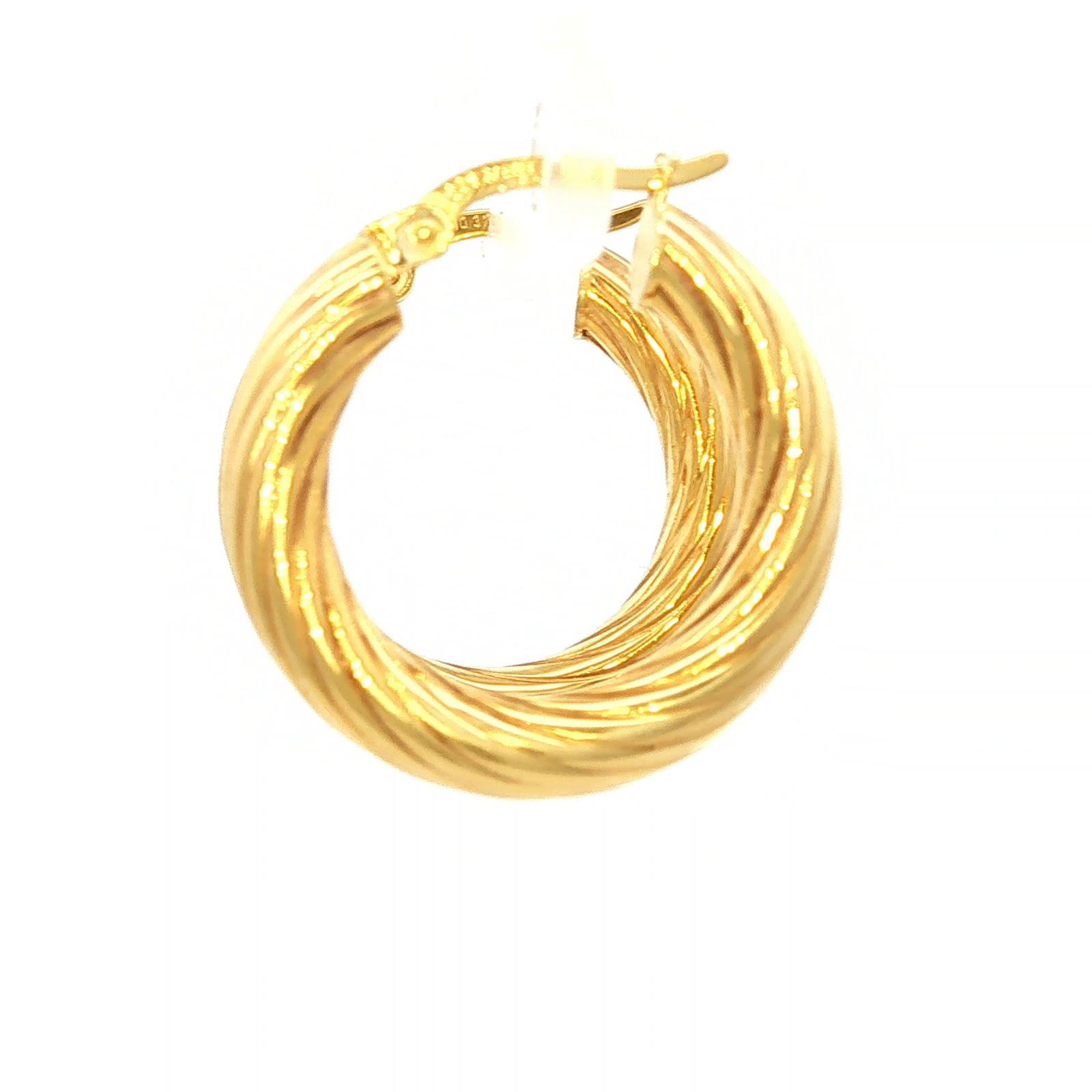 Twist Tube Hoop Earring in Yellow Gold