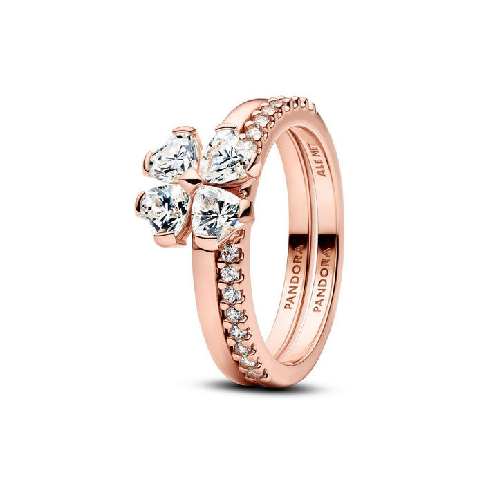Pandora Rose Clover Spiltable with Cubic Zirconia Ring
