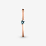 Pandora Rose Solitaire Ring w Light Blue Crystal