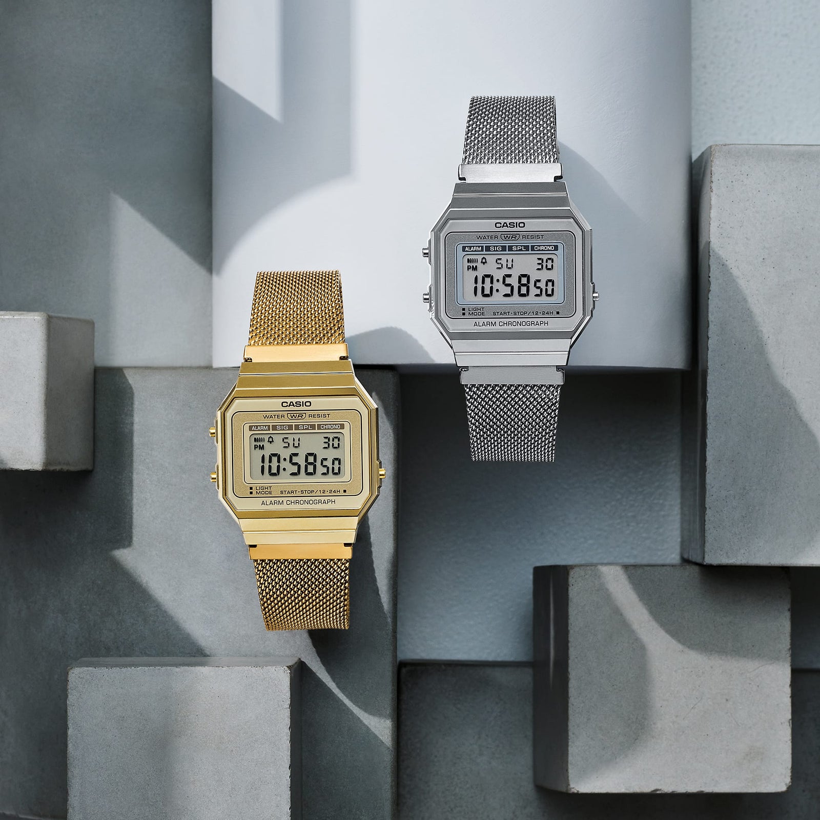 Casio Vintage Silver-Tone Steel Mesh Digital Women's Watch A700WM-7A