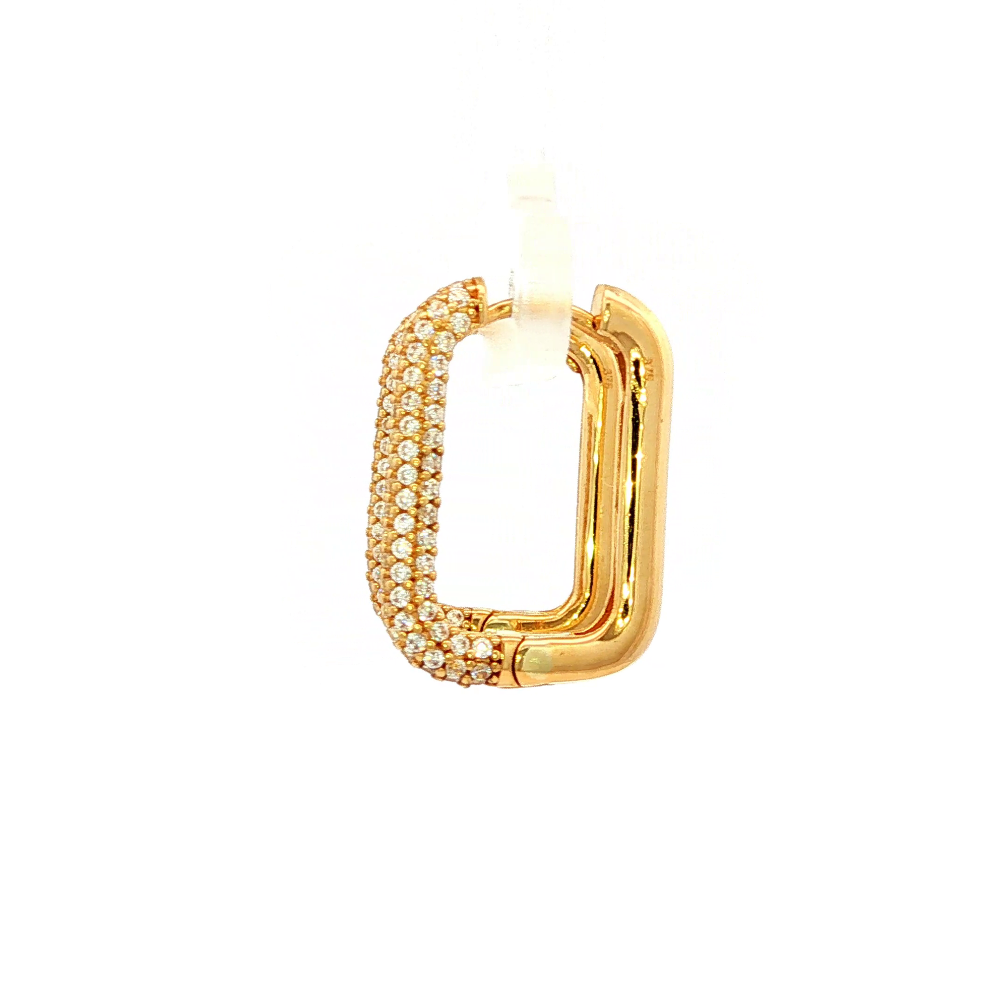Encrusted  Oval Huggie in Yellow Gold