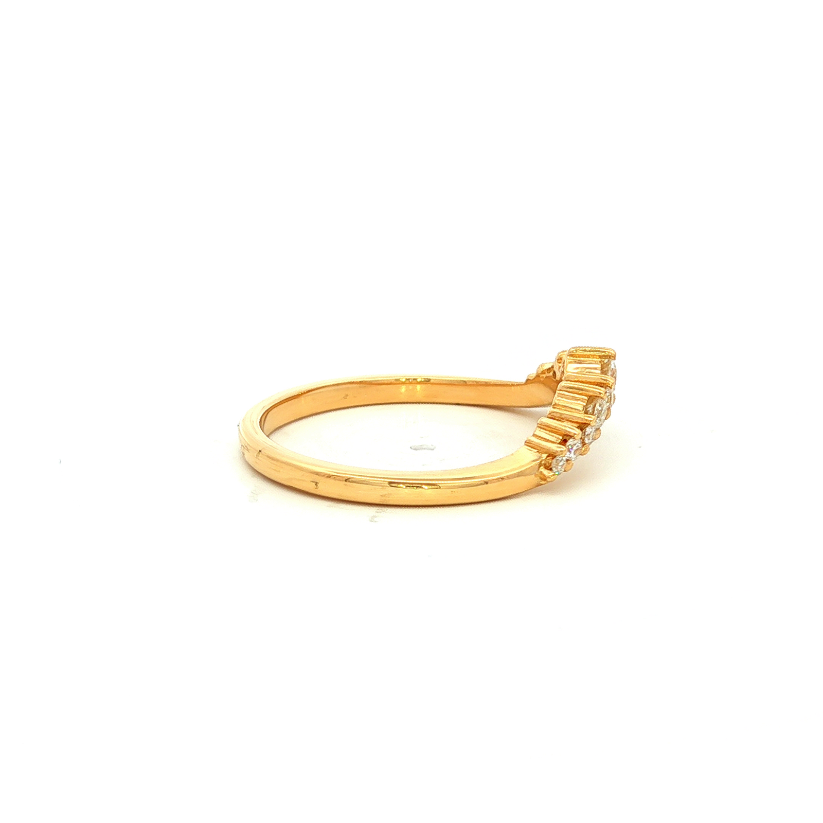 Diamond Curved Set Wedding Band in Yellow Gold