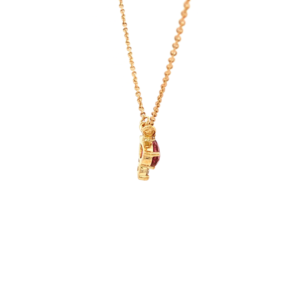 Pear Pink Toumaline Necklace in Yellow Gold