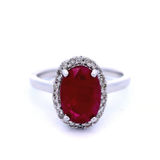 Oval Ruby Set in White Gold Dress Ring
