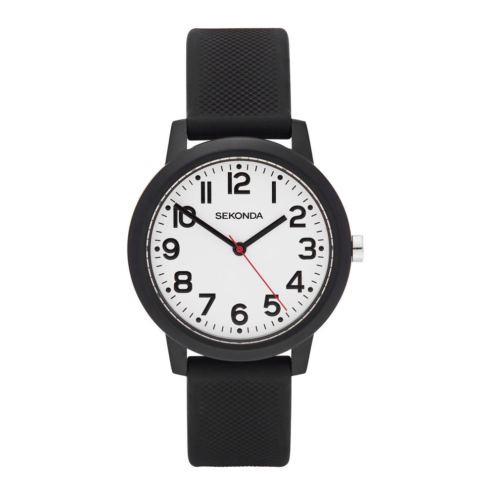 Sekonda Nova White Dial Black Silicone Unisex Watch