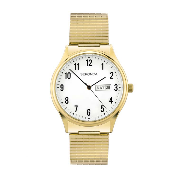 Womens Gold Stainless Steel Elegant Dress Watch SK30124