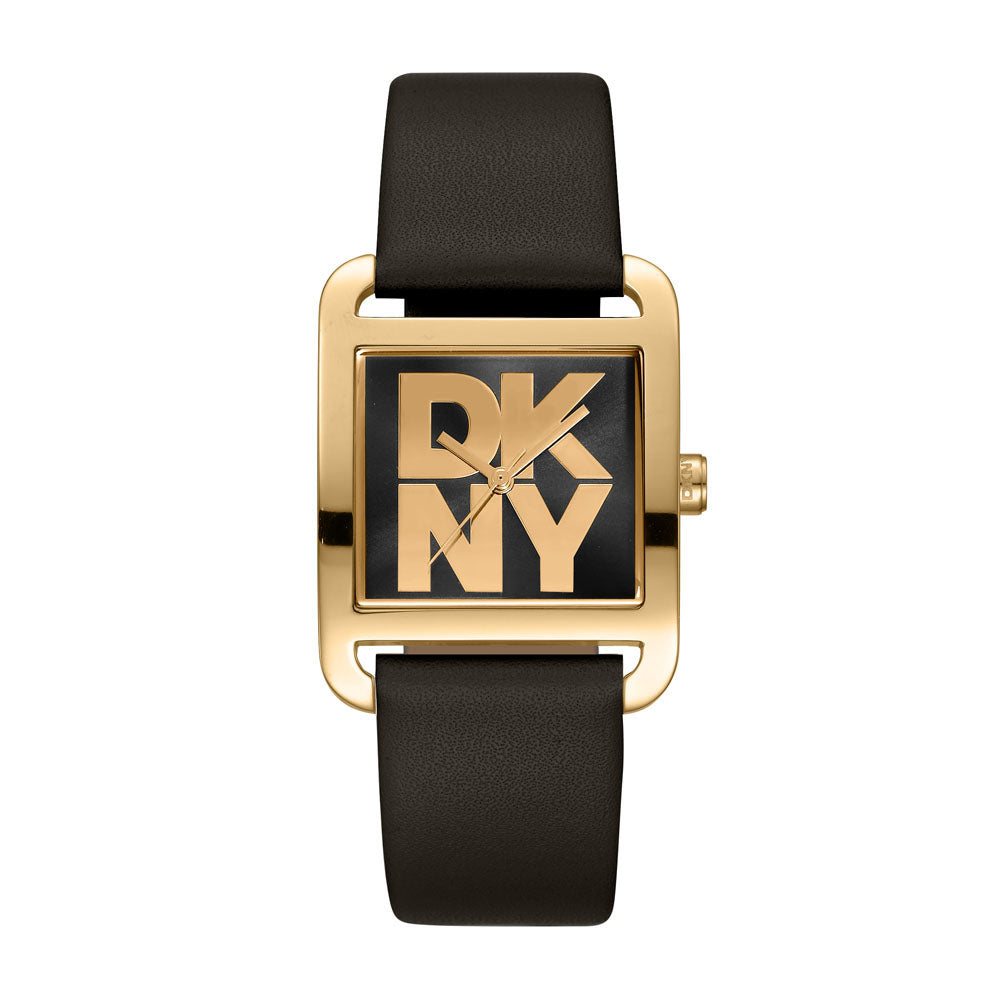 DKNY Iconic Women's Black Dial Leather Strap Watch