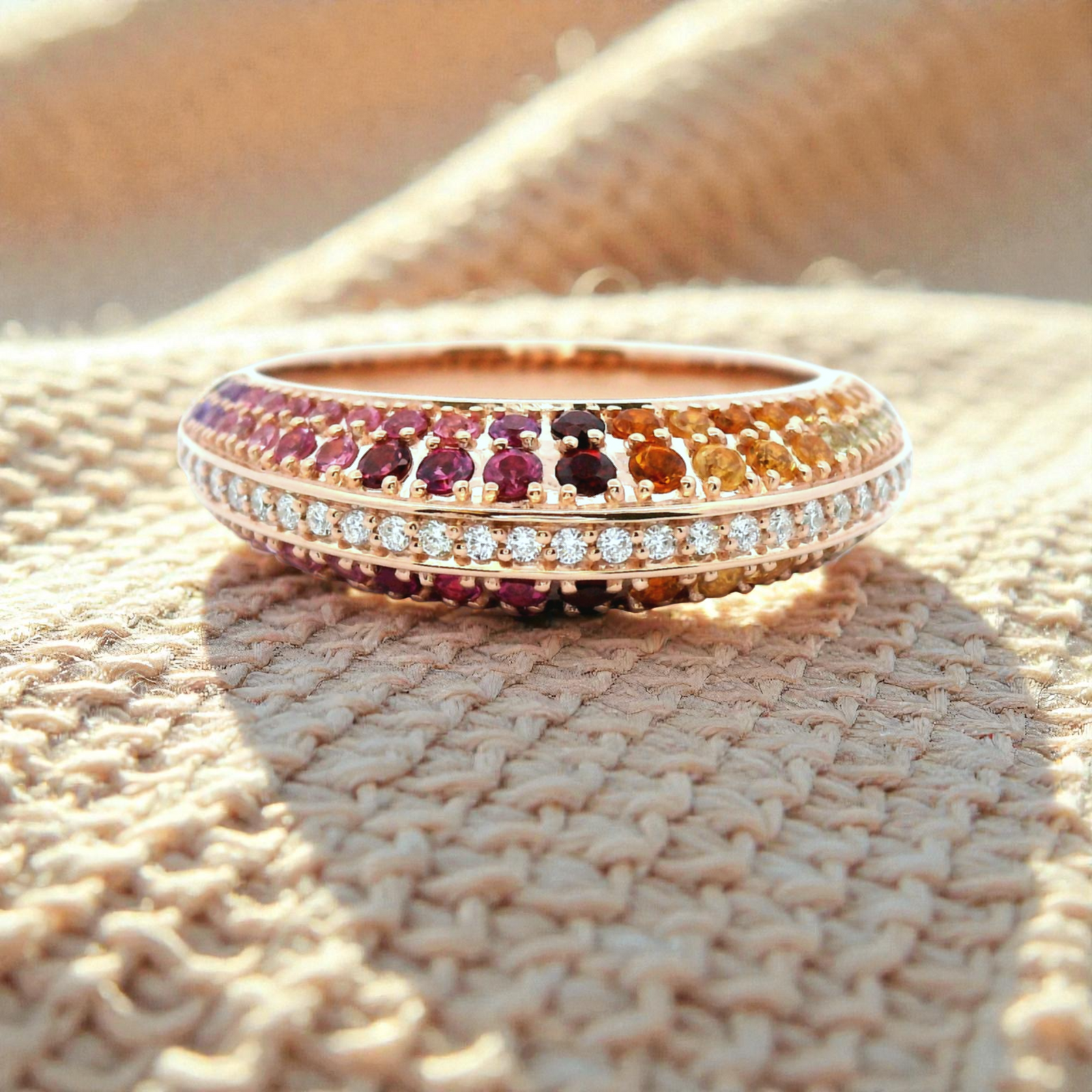 Natural  Gemstone and Diamond Dress Ring set in Rose Gold