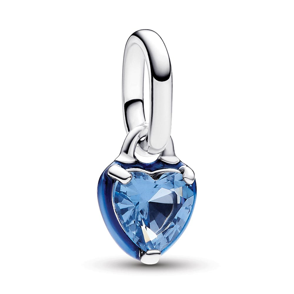 Heart sterling silver mini dangle with black crystal and black enamel