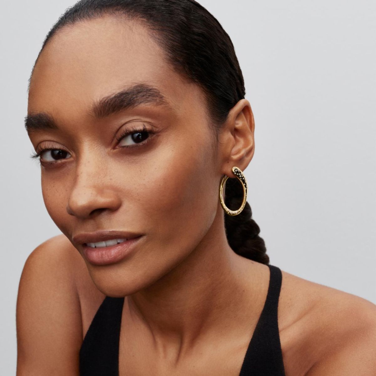 Pandora Two Tone Open Hoop Earrings