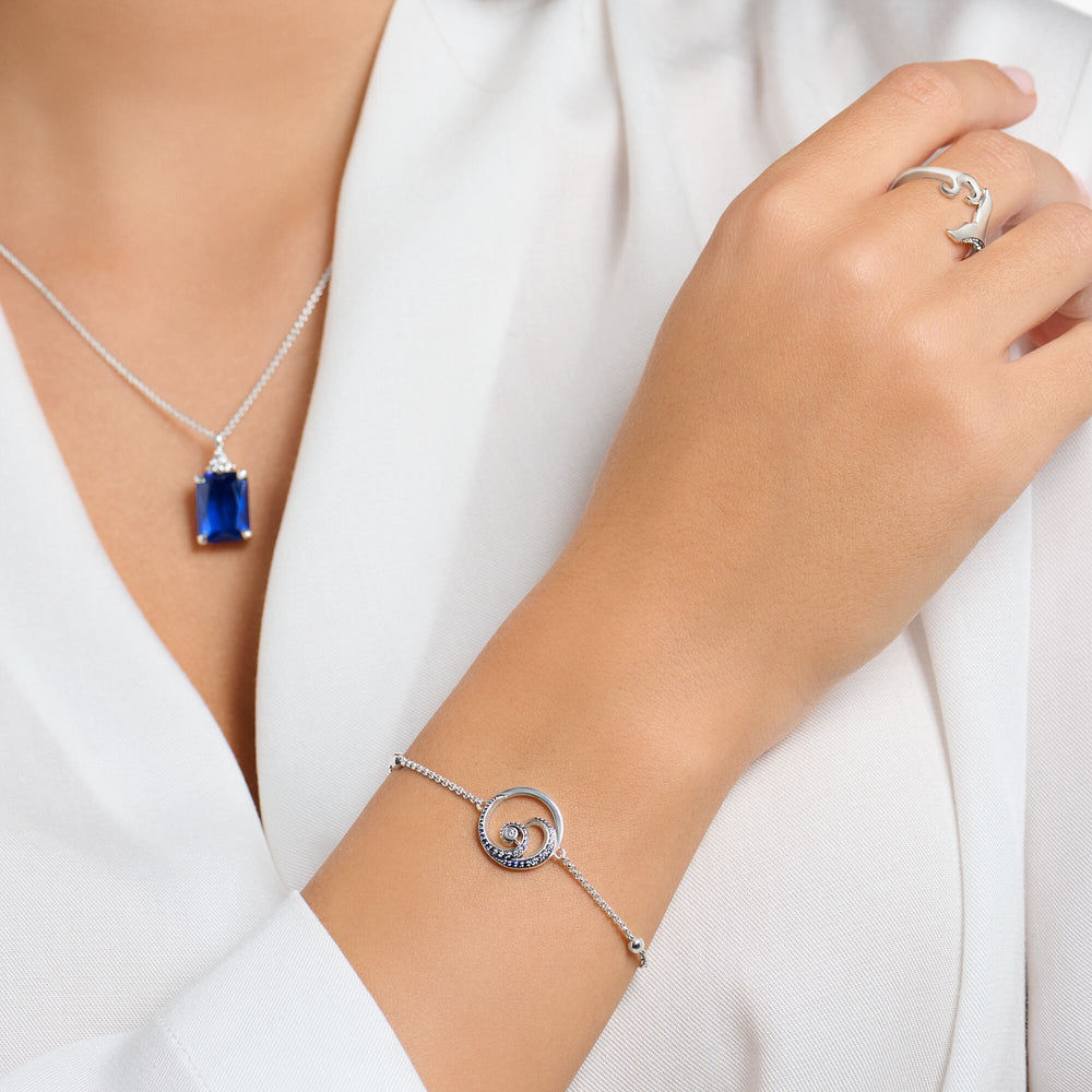 Thomas Sabo Cubic Zirconia Ocean Wave Bracelet 16-19cm