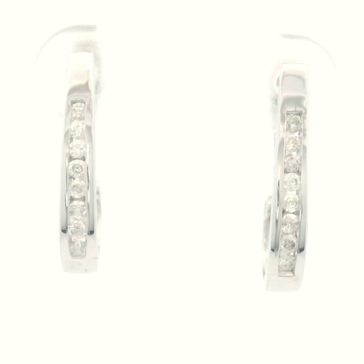 10K WHITE GOLD 0.25CT Dia HOOP EARRINGS