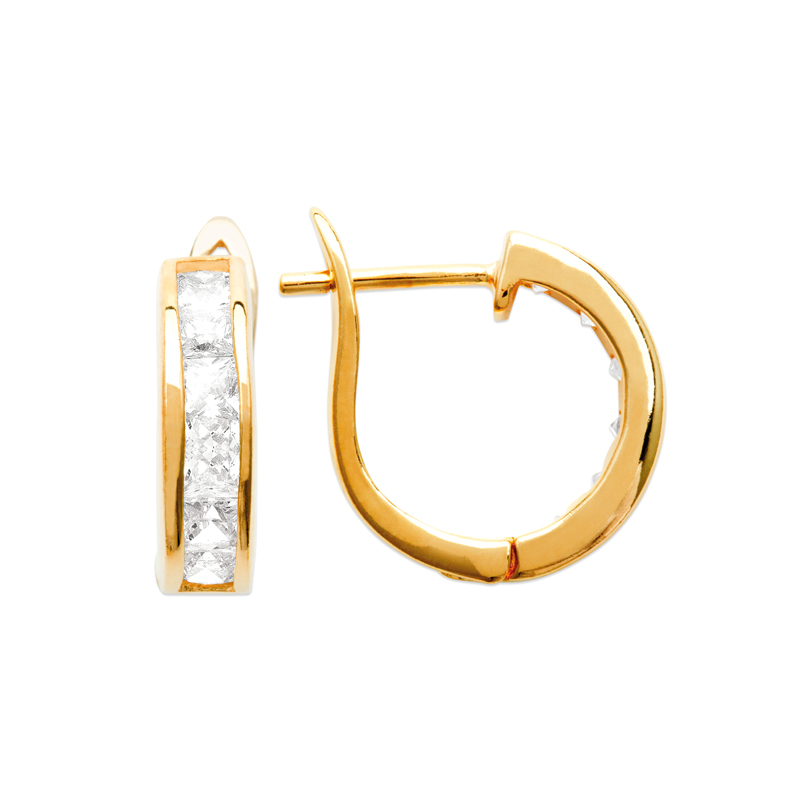18ct YG Plated Alloy CZ Rbc Channel Set 16mm Hoops