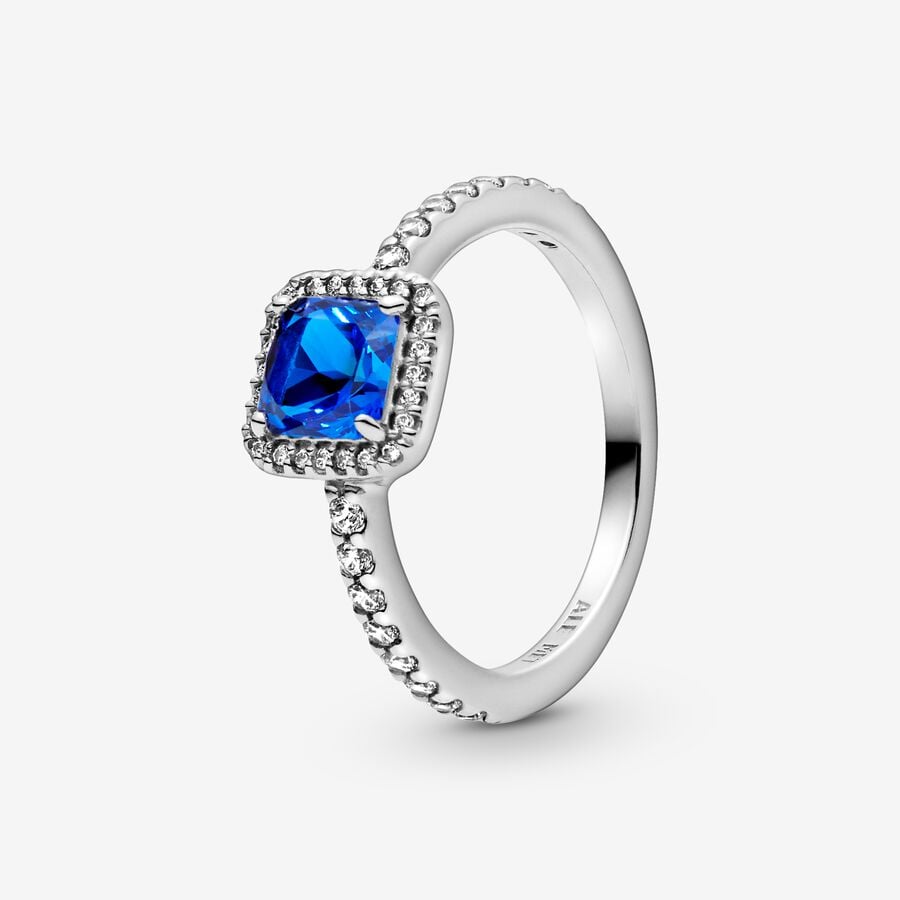 Blue Timeless Elegance Silver Ring w Blue Crystal & CZ