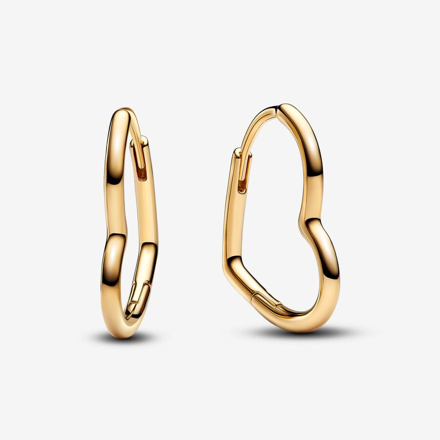Pandora Gold Plated Asymmetrical Heart Hoop Earrings