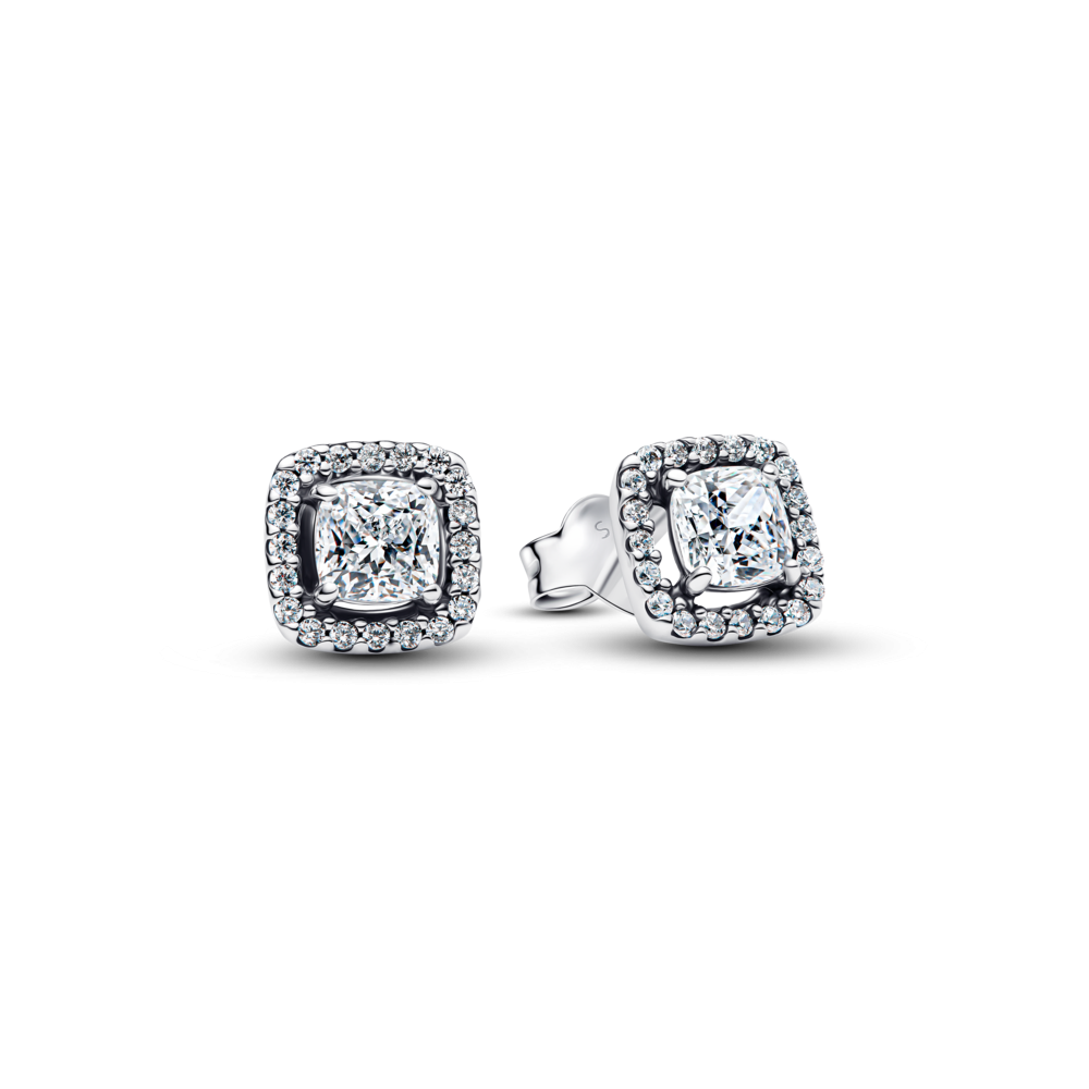 Pandora Square Halo Stud Earrings