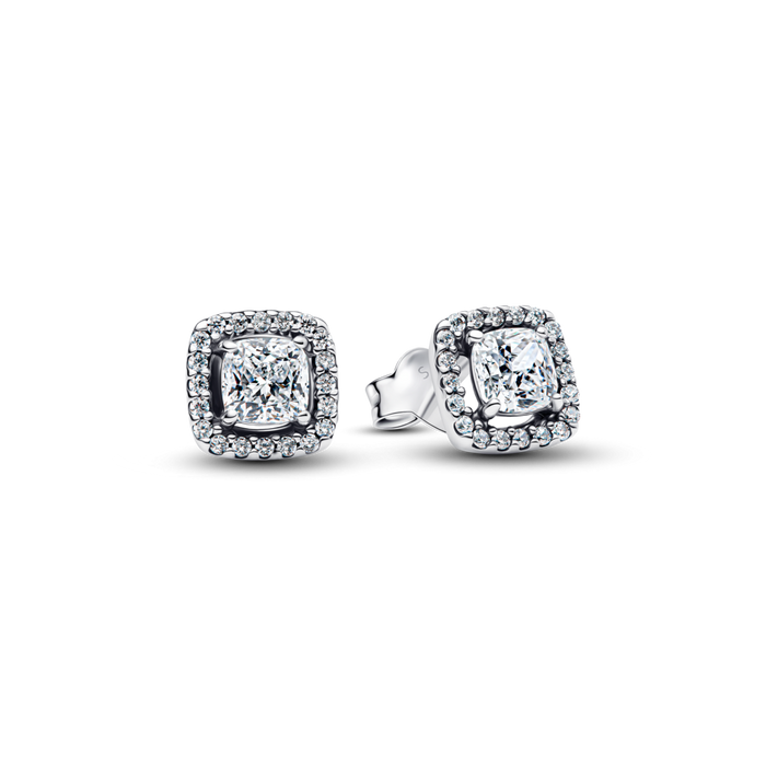 Pandora Square Halo Stud Earrings
