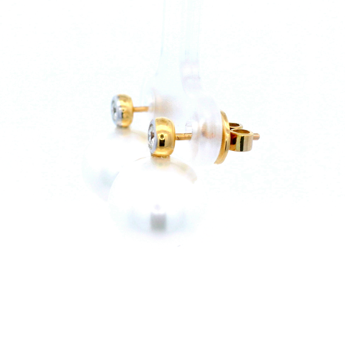 Astral Studs - 18ct YG Broome South Sea Pearl 10mm Diamond Stud 0.12ct