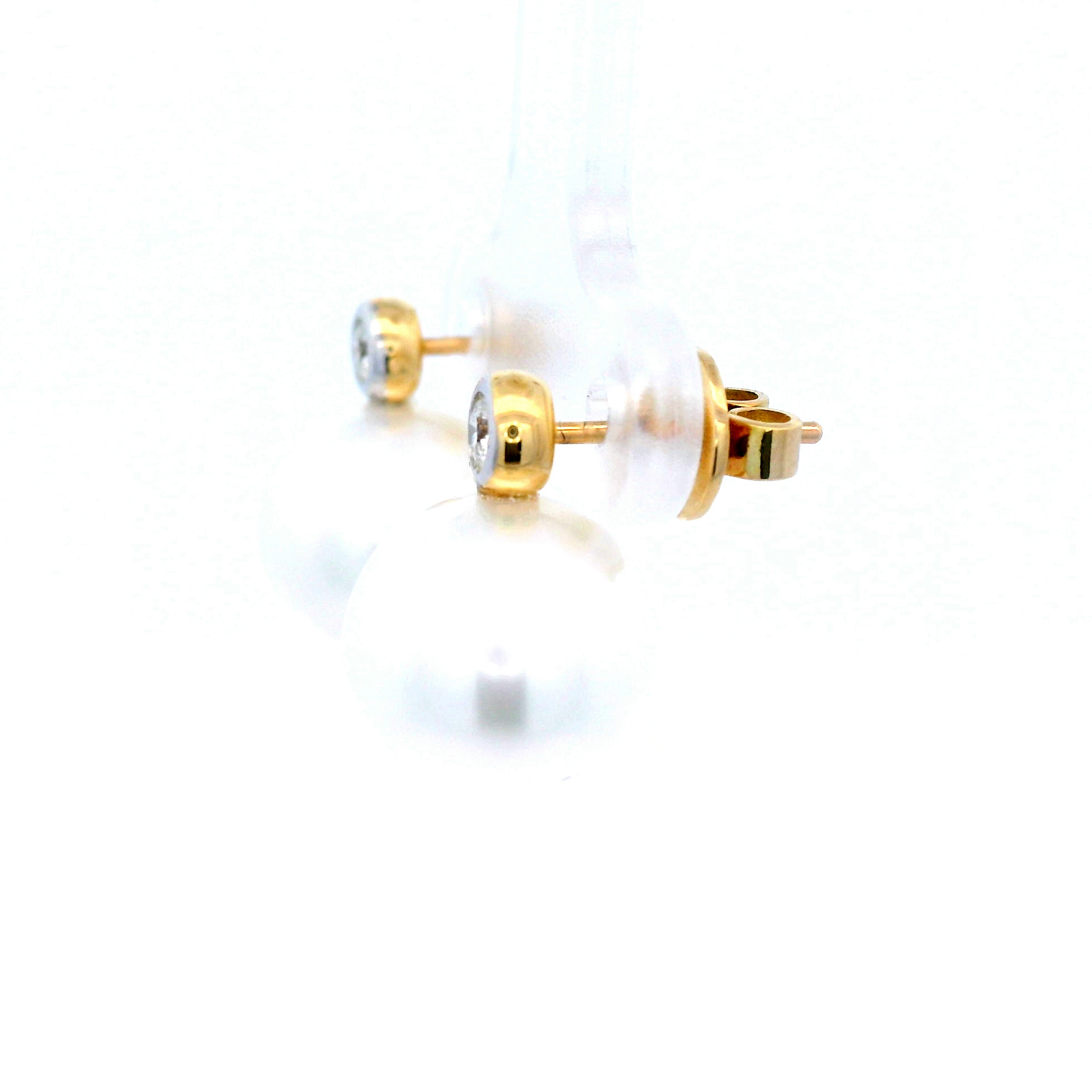 Astral Studs - 18ct YG Broome South Sea Pearl 10mm Diamond Stud 0.12ct