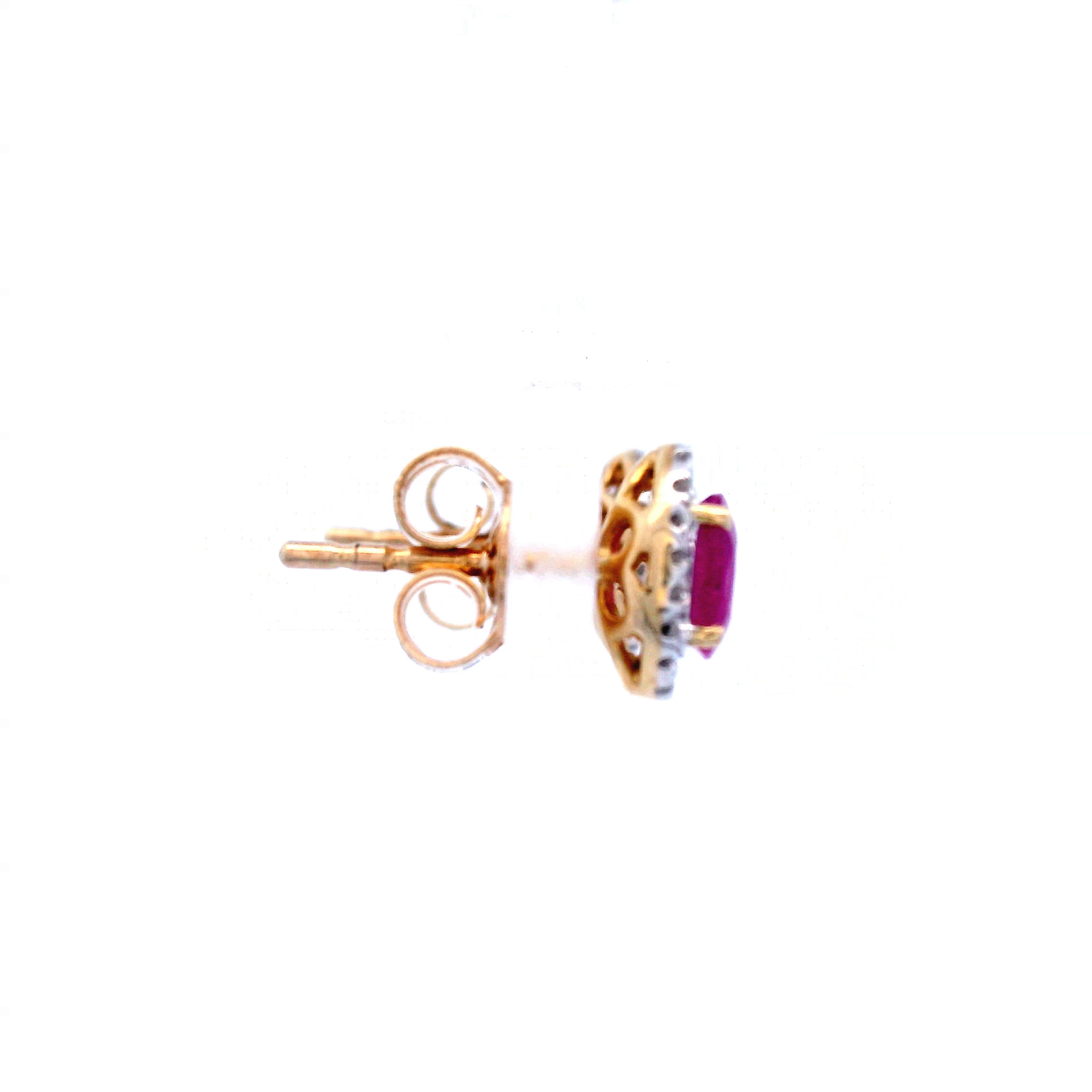 9ct Yellow Gold 0.1ct Diamond Ruby Earrings