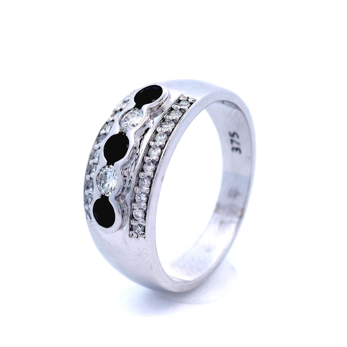 Diamond and Sapphire Dress Ring in White Gold