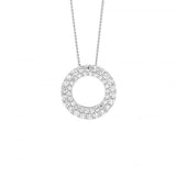 Ellani Sterling Silver CZ Double Row Open Circle Pendant