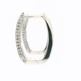 9CT W/G LONG SQUARE STYLE DIA HUGGIES W DIAS ON 3 SIDES OF EARRINGS