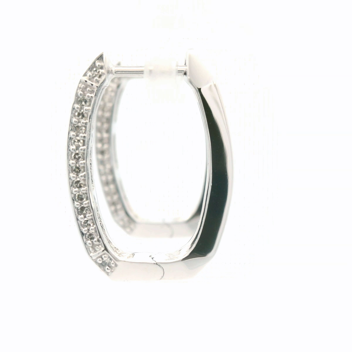 9CT W/G LONG SQUARE STYLE DIA HUGGIES W DIAS ON 3 SIDES OF EARRINGS