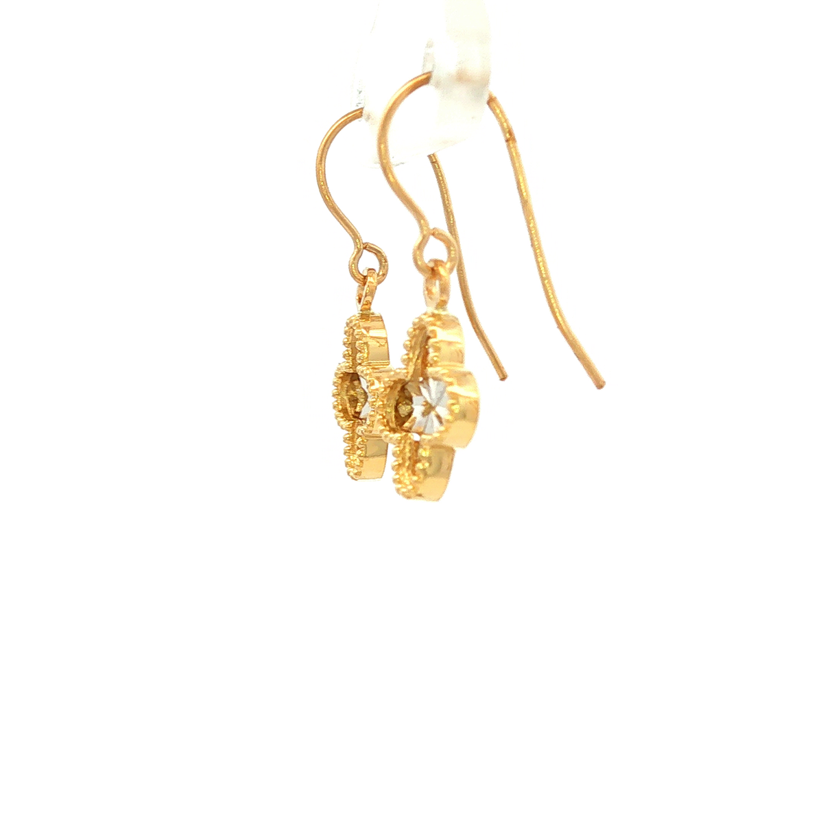 Diamond Cut Fancy Drop Earrings in Yellow Gold