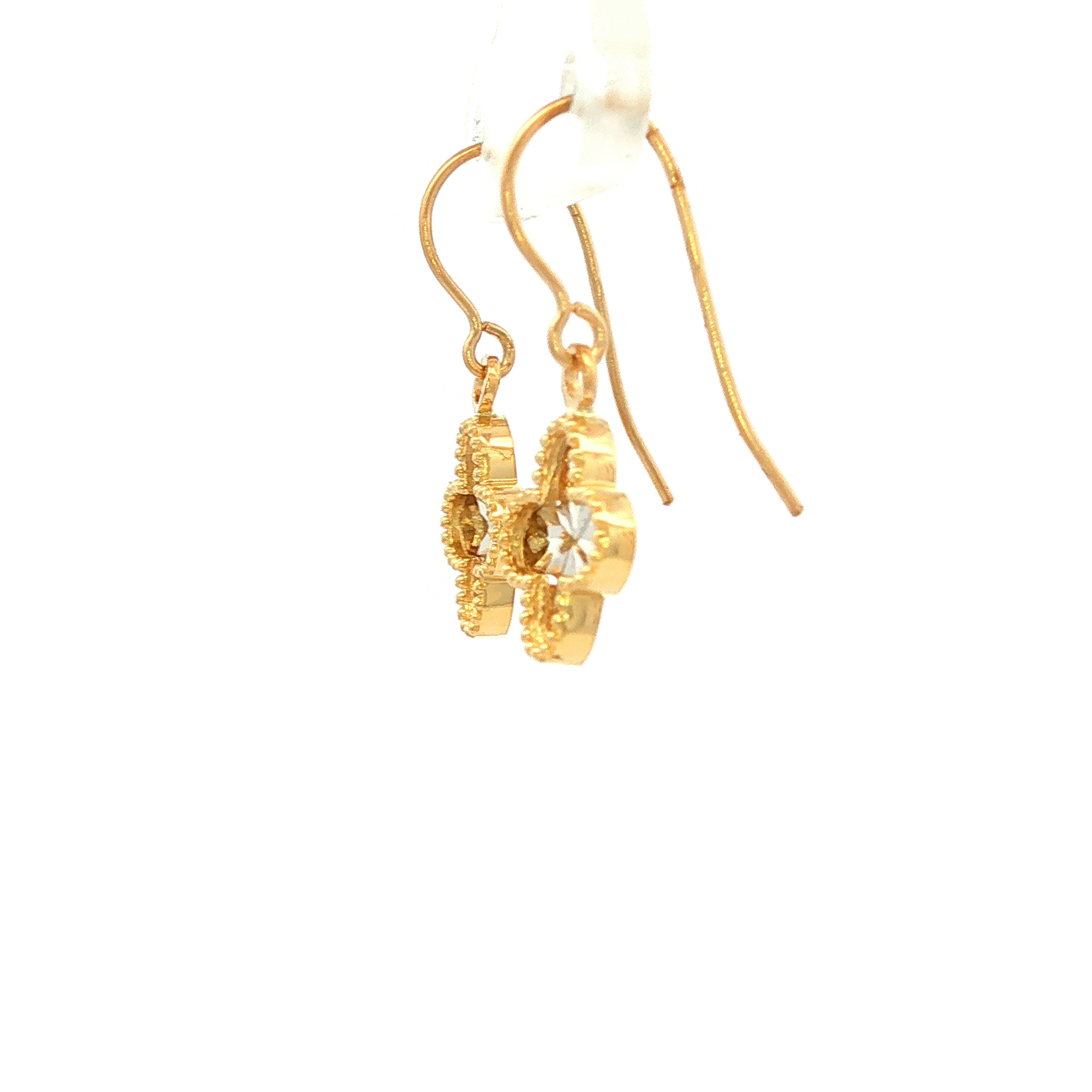 Diamond Cut Fancy Drop Earrings in Yellow Gold
