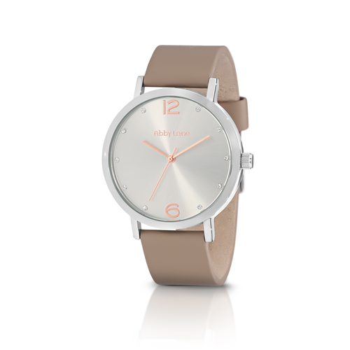 Abby Lane 'Audry'Collection Ladies Watch Silvertone Case with Silver Dial and Rose Gold Accents