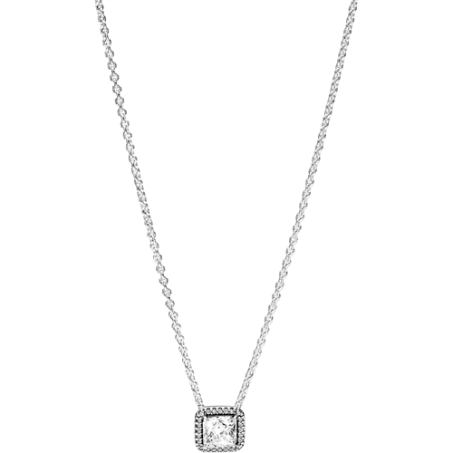 Timeless Elegance Silver Necklace Collier w Clear CZ