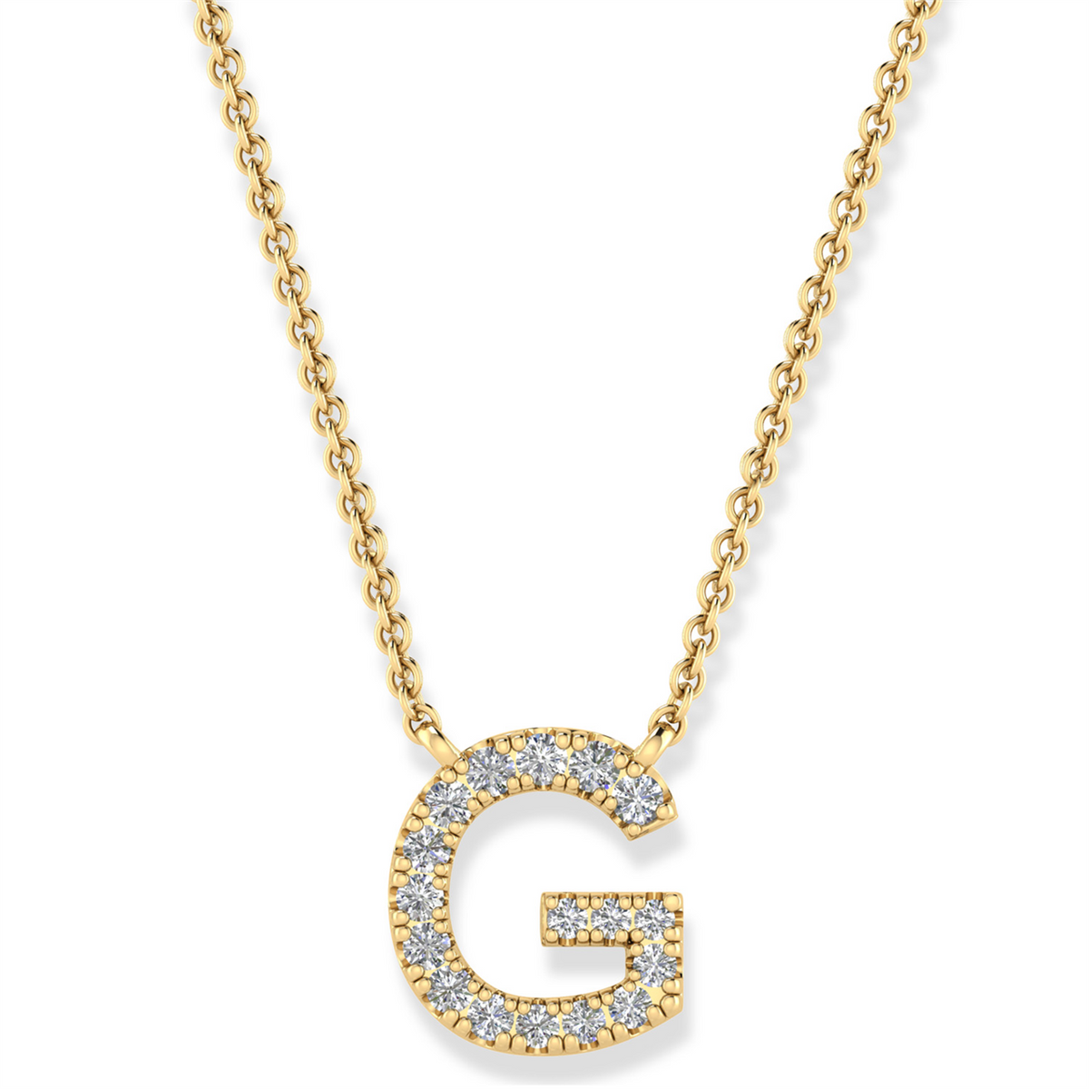Diamond Set "S" Initial Necklace in 9 carat Yellow Gold