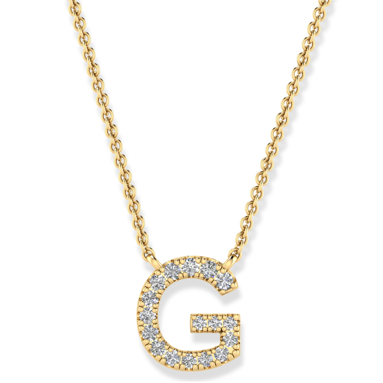 Diamond Set "S" Initial Necklace in 9 carat Yellow Gold