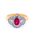 Oval Ruby & Diamond Halo Ring Set in 18ct Yellow and White Gold