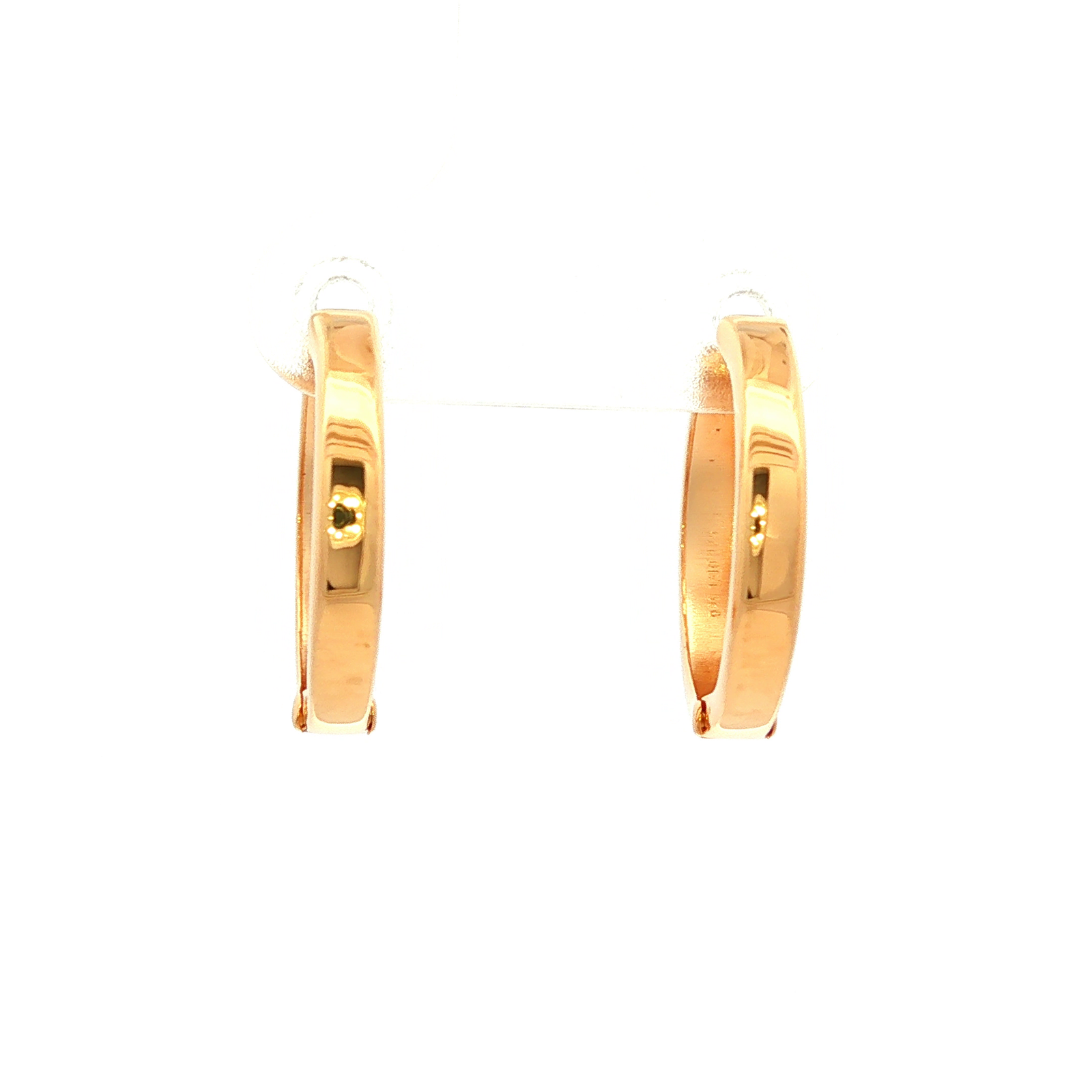 Yellow Gold and Silver Bonded Plain Huggie Earring
