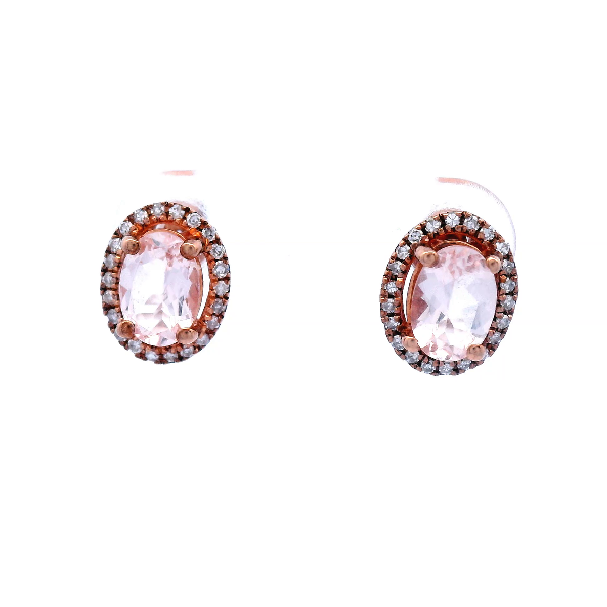 Morganite and Diamond Earrings in Rose Gold