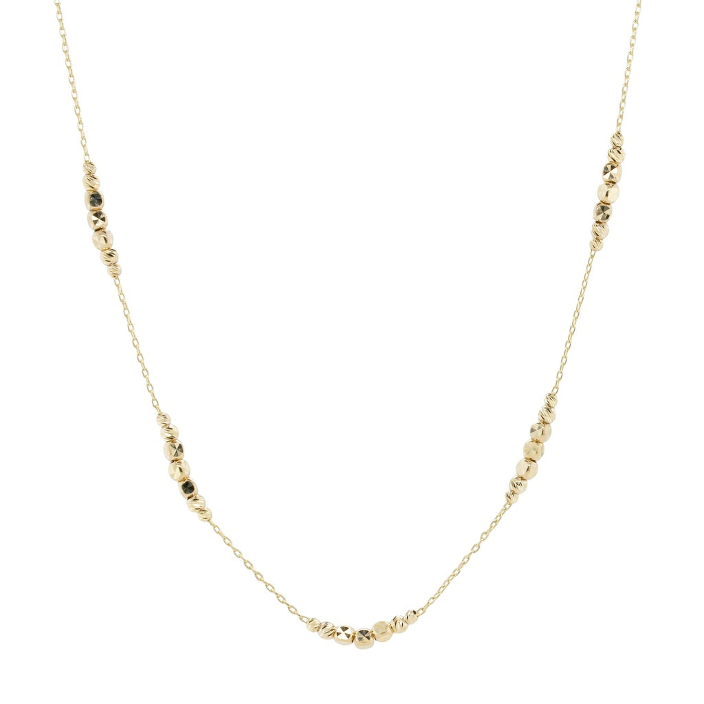 9K Chain & Diamond Cut Ball Necklace