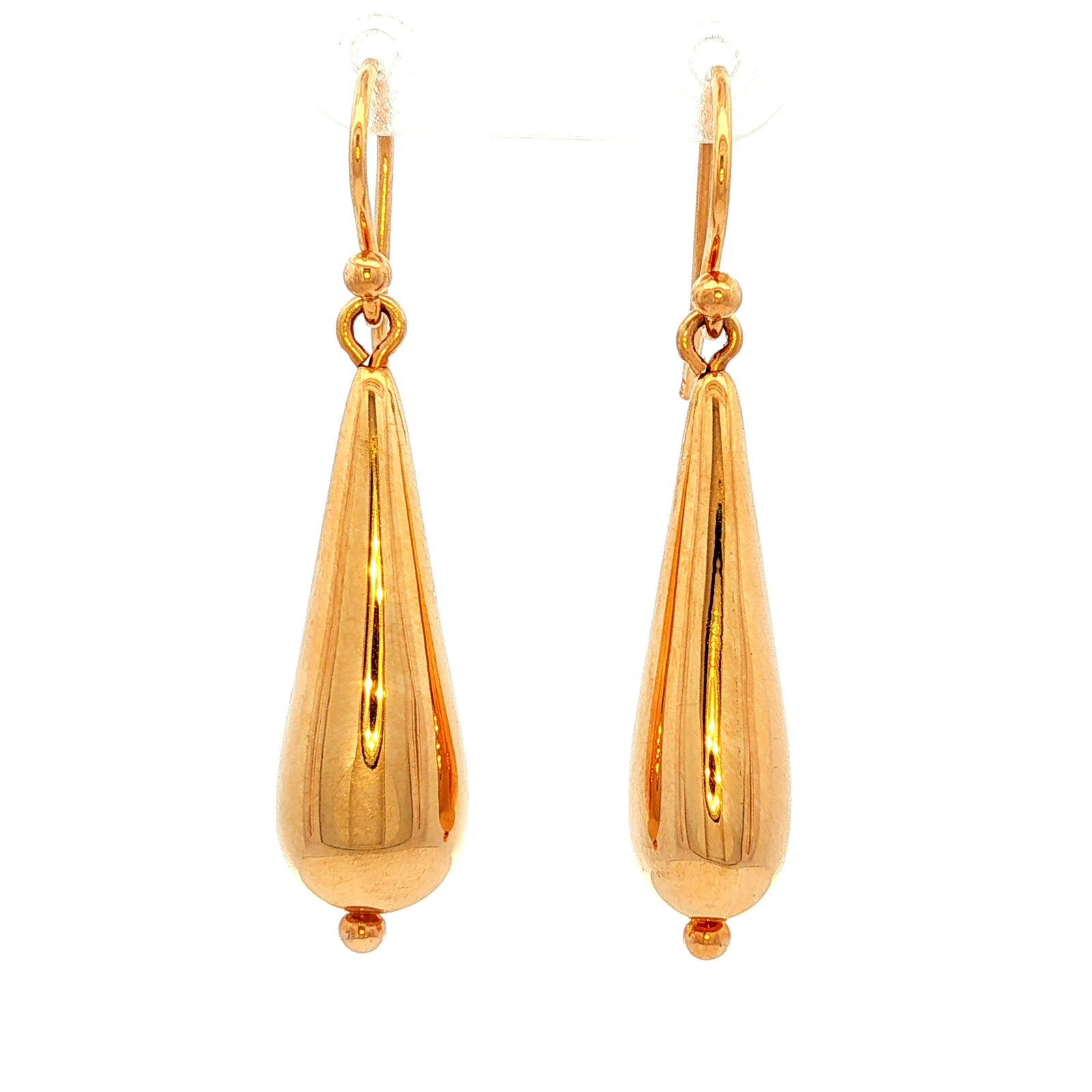 Long Dome Drop Earring in Yellow Gold