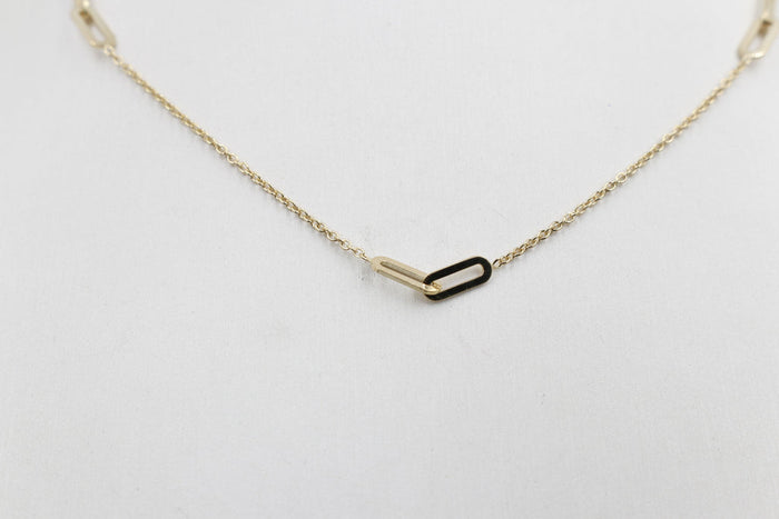 Trace Link with Paper Clip Links in Yellow Gold