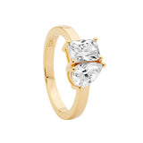 Ellani Emerald and Pear Cut CZ Ring